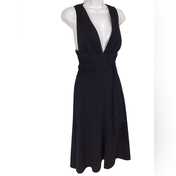 White House Black Market Black Halter Criss Cross Low Back Cocktail Dres… - Picture 4 of 6